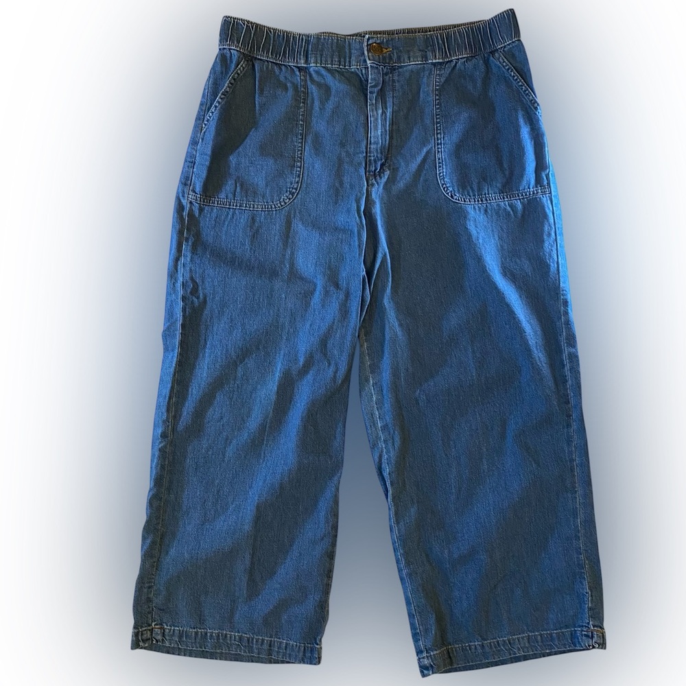 Vintage 80s Lee Workwear Capris 16M High Waisted 100% Cotton Mom Jean Light Wash
